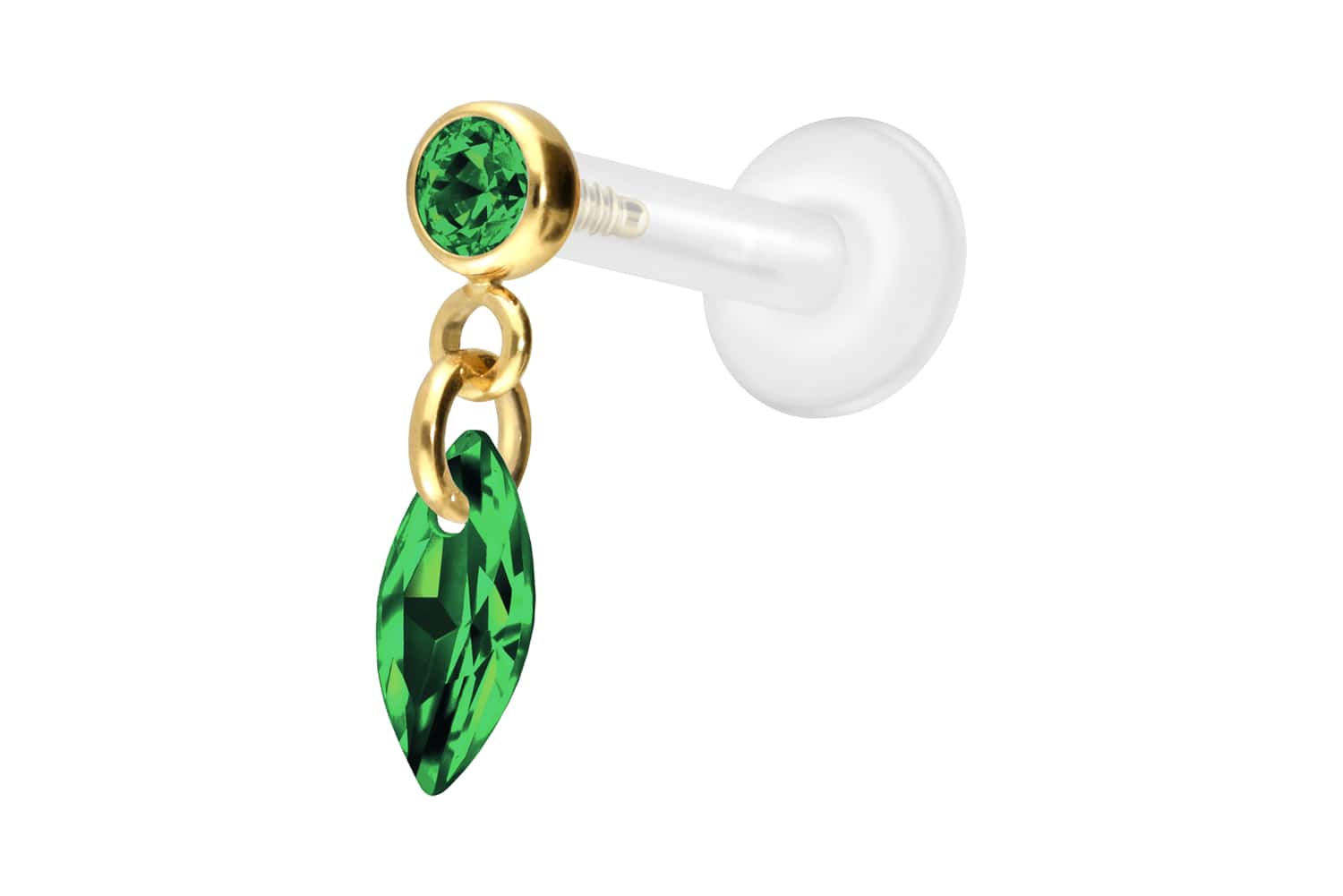 PTFE Labret Piercing mit Innengewinde + Titan-Aufsatz KRISTALLOVAL